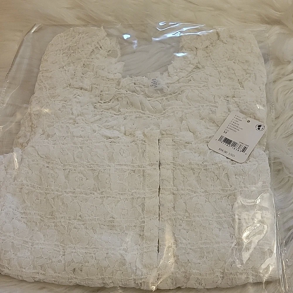 NWT. Free People White Lace Off-Shoulder Blouse Madison
